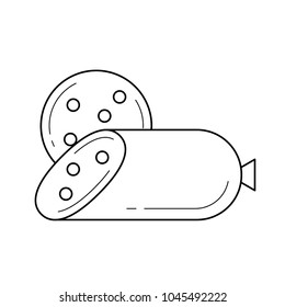 Wurst vector line icon isolated on white background. Piece of salami wurst line icon for infographic, website or app.