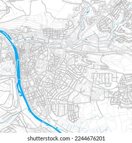 Wurzburg, Bavaria, Germany high resolution vector map with editable paths. Bright outlines for main roads. Use it for any printed and digital background. Blue shapes and lines for water.