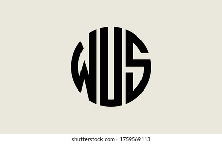 WUS Circle Emblem Abstract Monogram Letter Mark Vector Logo Template