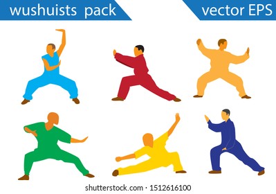 wushu, eastern martial arts silhouette pack