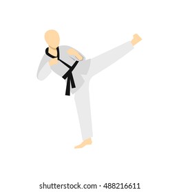 Wushu fighting style icon in flat style on a white background