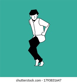 Wushu kung fu man in fighting stance vector icon. Sport man concept illustration isolated on green background