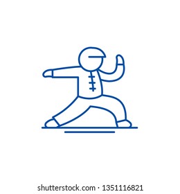 Wushu line icon concept. Wushu flat  vector symbol, sign, outline illustration.