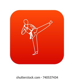 Wushu master icon digital red for any design isolated on white vector illustration