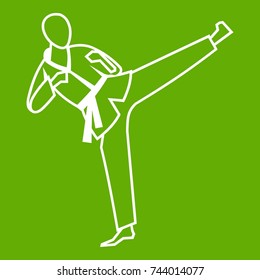 Wushu master icon white isolated on green background. Vector illustration