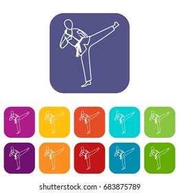 Wushu master icons set