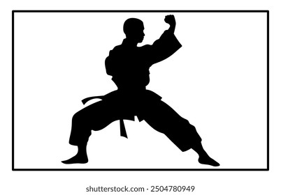 Wushu Silhouette Set. Kampfkunst, Wushu-Athleten. Unterschiedliche Maßnahmen