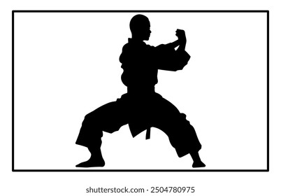 Wushu Silhouette Set. Kampfkunst, Wushu-Athleten. Unterschiedliche Maßnahmen