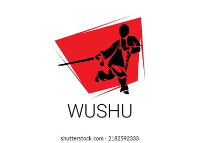 wushu sport vector line icon. sportman, fighting stance. sport pictogram illustration.