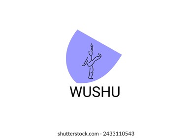 wushu sport vector line icon. sportman, fighting stance. sport pictogram illustration.