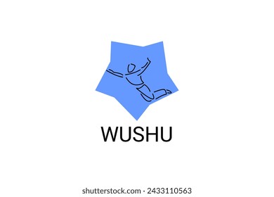 wushu sport vector line icon. sportman, fighting stance. sport pictogram illustration.