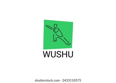 wushu sport vector line icon. sportman, fighting stance. sport pictogram illustration.