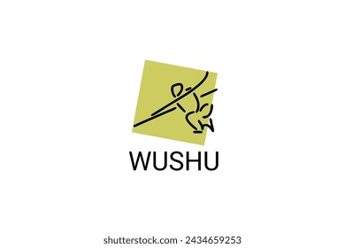 wushu sport vector line icon. sportman, fighting stance. sport pictogram illustration.