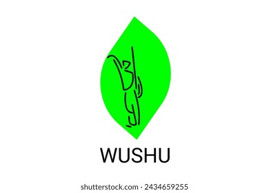 wushu sport vector line icon. sportman, fighting stance. sport pictogram illustration.