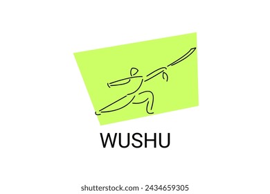 wushu sport vector line icon. sportman, fighting stance. sport pictogram illustration.