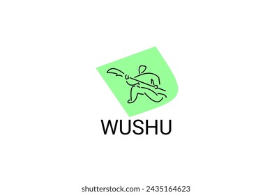 wushu sport vector line icon. sportman, fighting stance. sport pictogram illustration.