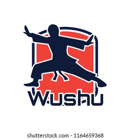 wushu with a weapon logo isolated on white background. vector illustration