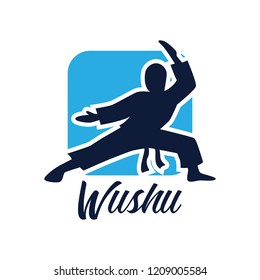 wushu with a weapon logo isolated on white background. vector illustration