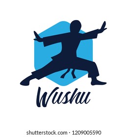 wushu with a weapon logo isolated on white background. vector illustration