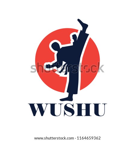 wushu with a weapon logo isolated on white background. vector illustration