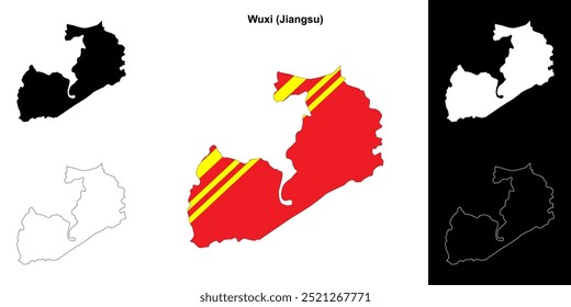 Wuxi blank outline map set