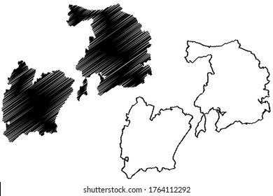 Wuxi City (People's Republic of China, Jiangsu Province) map vector illustration, scribble sketch City of Wusih or Wu Hsi map