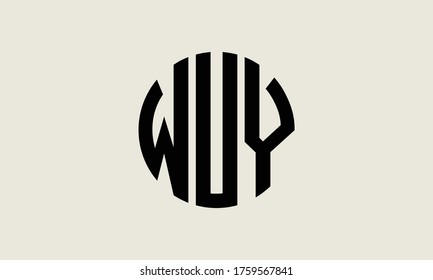 Plantilla de logotipo de marca vectorial de la letra monográfica de WUY Circle Emblem Resumen