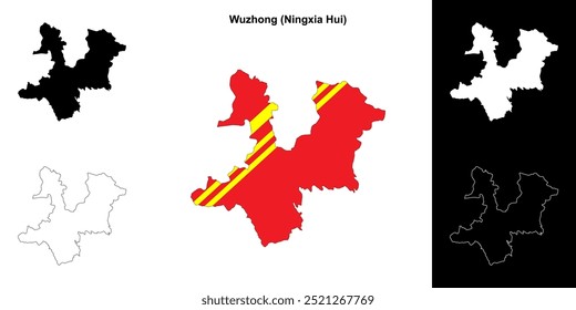 Wuzhong blank outline map set