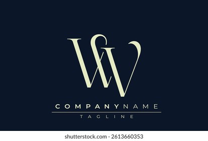 WV abstract Logo. Elegantly Designed Minimalist Monogram Logo with Stylish Lettering. Sophisticated and sleek minimalist monogram showcasing unique lettering design.
