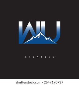 WV Creative Mountain Logo Bold Gradient Letter mark Branding Design for Business Outdoor Brands