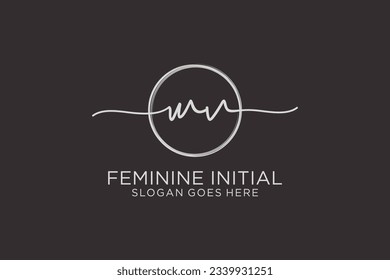 WV handwriting logo with circle template vector logo of initial signature, wedding, fashion, floral and botanical with creative template.