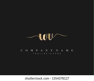 WV initial handwriting logo template vector