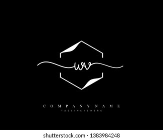 WV initial handwriting logo template vector