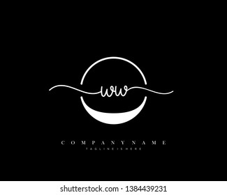 WV initial handwriting logo template vector