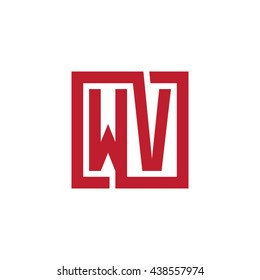 WV initial letters looping linked square logo red