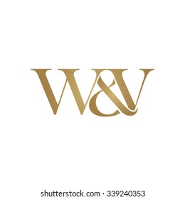 W&V Initial logo. Ampersand monogram golden logo