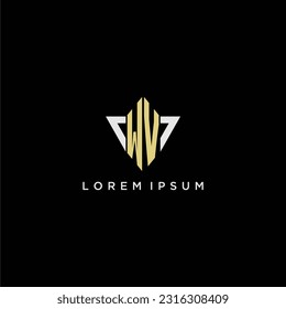WV initial monogram logo for shape triangle creative design