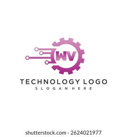 WV initial monogram for technology logo design