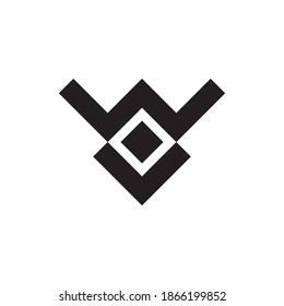 Letra WV con vector de diseño de logotipo cuadrado