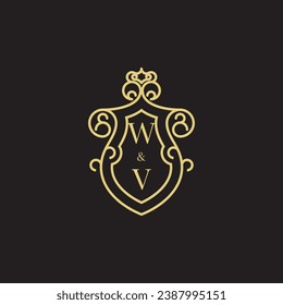 WV line vintage initial logo in high quality professional design that will print well across any print media