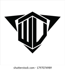 WV-Logo-Monogramm mit Flügel-Pfeil um die Design-Vorlage auf weißem Hintergrund