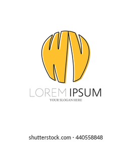 WV Logo. Vector Graphic Sphere Branding Letter Element. White Background