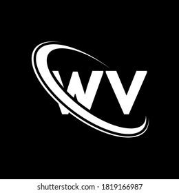 WV logo. W V design. White WV letter. WV/W V letter logo design. Initial letter WV linked circle uppercase monogram logo.	