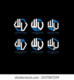 WV minimalista y clásico logo set design.WV monograma poligonal y forma de círculo Vector. WV diseño único.
