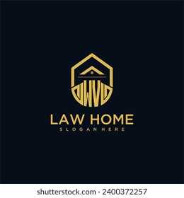WV monogram initial logo for lawhome with shape home design