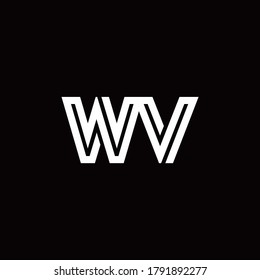 WV monogram logo with abstract line design template