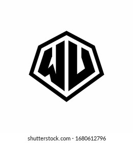 WV-Monogramm-Logo mit sechseckiger Form und abgerundeter, abgerundeter Design-Vorlage einzeln auf weißem Hintergrund