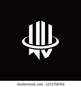 Logotipo de monograma en forma de hexágono y rodeado por un anillo