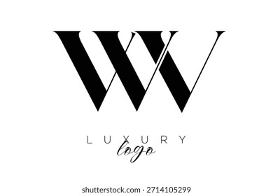 WV Serif Letter Monogram Typography Logo for Elegant Premium Branding Identity