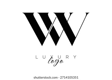 Logotipo de tipografia de monograma de letra serifa WV para identidade de marca premium elegante